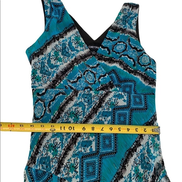 Chetta B Multicolored V-neck Asymmetrical Dress Size 4 - Picture 6 of 15